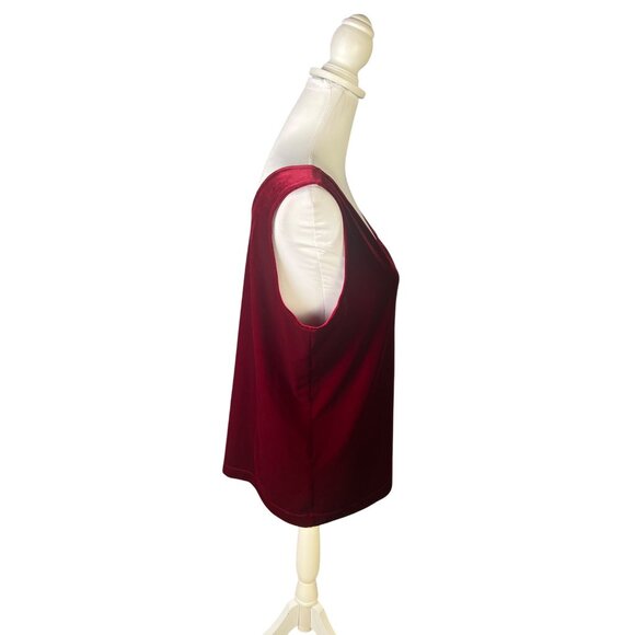 Chico's Red Velvet Tank Top Sleeveless Scoop Neck Relaxed Fit Soft Fabric Size L - Picture 6 of 7